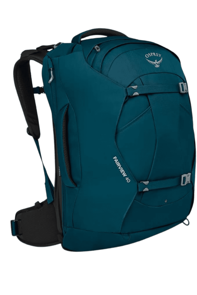 Osprey Fairview 40 travel backpack in night jungle blue, perfect women’s carry-on backpack for adventure travel.