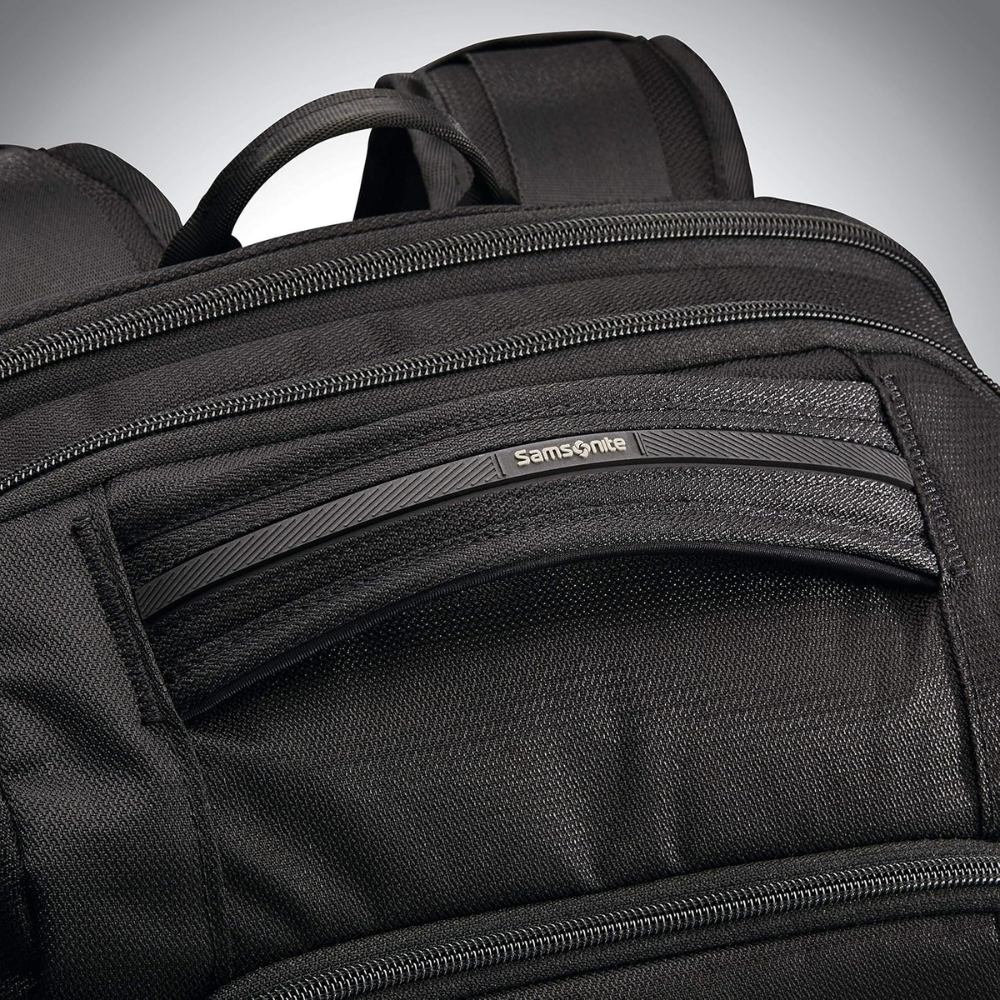 Top handle of a Samsonite backpack with a sturdy design – Best Large Backpacks 2025.