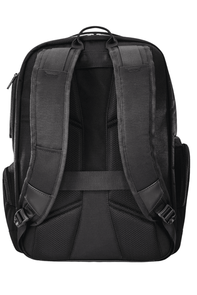 Back View of Samsonite Tectonic Lifestyle Crossfire Backpack – Ergonomic padded back panel and adjustable straps for comfortable carrying on long journeys.