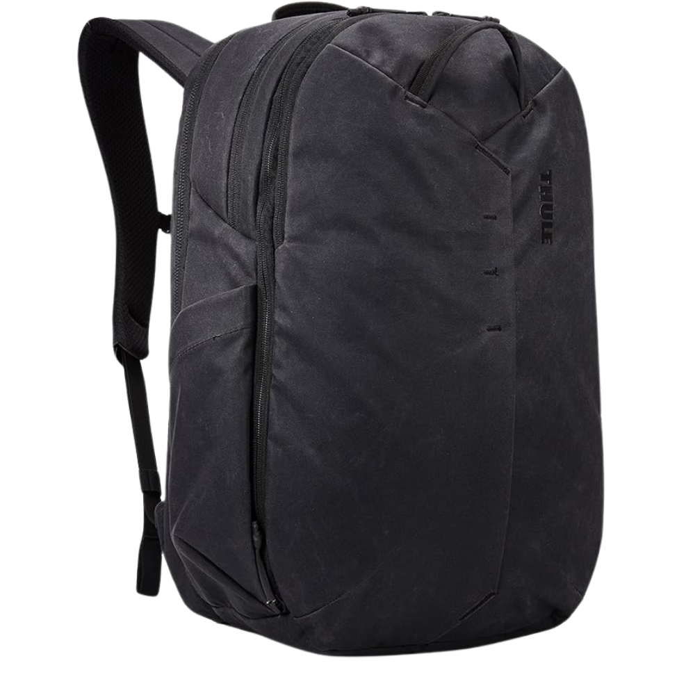 Black Thule Aion 28L Backpack – A sleek black Thule Aion 28L backpack with a minimalist design, durable water-resistant fabric, and multiple compartments for organized storage.