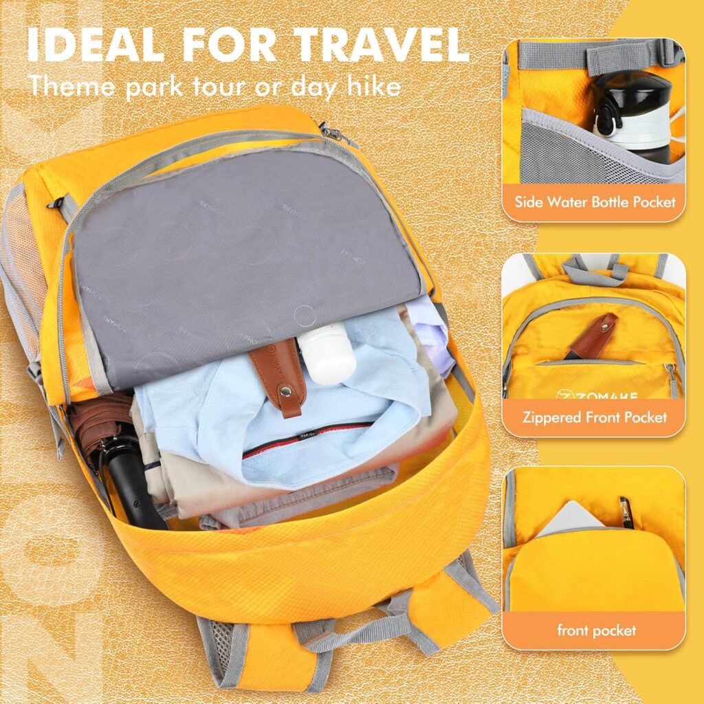 ZOMAKE Lightweight Packable Backpack 30L – Best day pack 2025 for travel and hiking, foldable and water-resistant, ideal budget carry-on backpack.